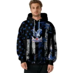 Custom Crystal Palace Distressed Flag Blue Black Hoodie Best Selling