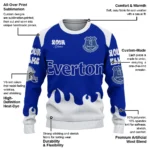 Custom Everton Flame Border Royal Blue Sweater Best Selling