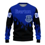 Custom Everton Flame Outline Royal Blue Black Sweater Best Selling