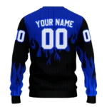 Custom Everton Flame Outline Royal Blue Black Sweater Best Selling