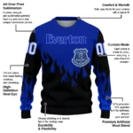 Custom Everton Flame Outline Royal Blue Black Sweater Best Selling