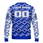 Custom Everton Lattice Gridwork Royal Blue Sweater Best Selling