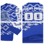Custom Everton Lattice Gridwork Royal Blue Sweater Best Selling