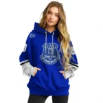 Custom Everton Striped Sleeves Royal Blue Hoodie Best Selling