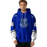 Custom Everton Striped Sleeves Royal Blue Hoodie Best Selling