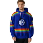Custom Inter Milan Rainbow Stripes Blue Hoodie Best Selling