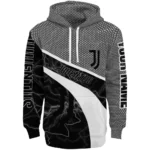Custom Juventus Hexagonal Mesh Black Gray Hoodie Best Selling