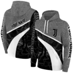 Custom Juventus Hexagonal Mesh Black Gray Hoodie Best Selling