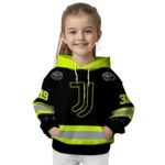 Custom Juventus Safety Motif Black Neon Green Hoodie Best Selling