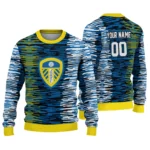 Custom Leeds United Camouflage Stripe Blue White Sweater Best Selling