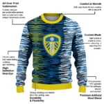 Custom Leeds United Camouflage Stripe Blue White Sweater Best Selling