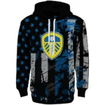 Custom Leeds United Distressed Flag Blue Black Hoodie Best Selling