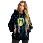 Custom Leeds United Distressed Flag Blue Black Hoodie Best Selling