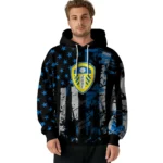 Custom Leeds United Distressed Flag Blue Black Hoodie Best Selling