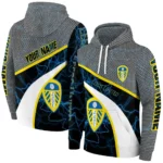 Custom Leeds United Hexagonal Mesh Blue Black Gray Hoodie Best Selling