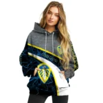 Custom Leeds United Hexagonal Mesh Blue Black Gray Hoodie Best Selling