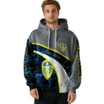Custom Leeds United Hexagonal Mesh Blue Black Gray Hoodie Best Selling
