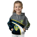 Custom Leeds United Hexagonal Mesh Blue Black Gray Hoodie Best Selling