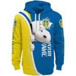 Custom Leeds United Peeking Snoopy Blue Hoodie Best Selling