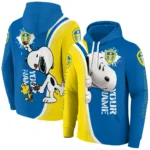 Custom Leeds United Peeking Snoopy Blue Hoodie Best Selling