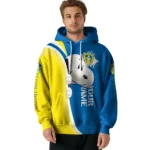 Custom Leeds United Peeking Snoopy Blue Hoodie Best Selling