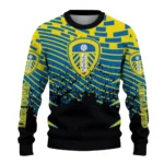 Custom Leeds United Pixel Flow Blue Black Sweater Best Selling
