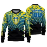 Custom Leeds United Pixel Flow Blue Black Sweater Best Selling
