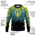 Custom Leeds United Pixel Flow Blue Black Sweater Best Selling