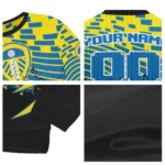 Custom Leeds United Pixel Flow Blue Black Sweater Best Selling