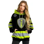 Custom Leeds United Safety Motif Black Neon Green Hoodie Best Selling