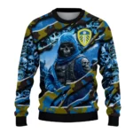 Custom Leeds United Skull Horde Blue Sweater Best Selling