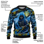 Custom Leeds United Skull Horde Blue Sweater Best Selling