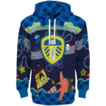 Custom Leeds United Spongebob Patrick Star Blue Navy Hoodie Best Selling