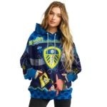 Custom Leeds United Spongebob Patrick Star Blue Navy Hoodie Best Selling