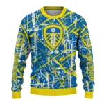 Custom Leeds United Streak Overlay Blue Sweater Best Selling