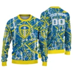 Custom Leeds United Streak Overlay Blue Sweater Best Selling