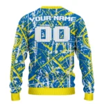 Custom Leeds United Streak Overlay Blue Sweater Best Selling