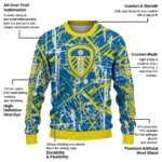 Custom Leeds United Streak Overlay Blue Sweater Best Selling