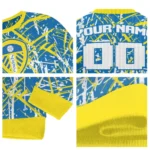 Custom Leeds United Streak Overlay Blue Sweater Best Selling