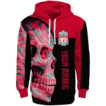 Custom Liverpool Skull Motif Red Black Hoodie Best Selling