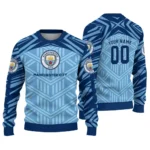 Custom Manchester City Chevron Pattern Sky Blue Sweater Best Selling