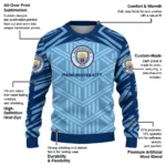 Custom Manchester City Chevron Pattern Sky Blue Sweater Best Selling