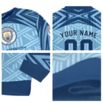 Custom Manchester City Chevron Pattern Sky Blue Sweater Best Selling