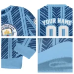 Custom Manchester City Chevron Rows Sky Blue Sweater Best Selling