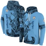 Custom Manchester City Deer Silhouette Sky Blue Hoodie Best Selling