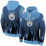Custom Manchester City Flame Design Sky Blue Hoodie Best Selling