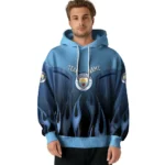 Custom Manchester City Flame Design Sky Blue Hoodie Best Selling
