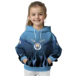 Custom Manchester City Flame Design Sky Blue Hoodie Best Selling