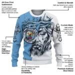 Custom Manchester City Jesus Tears Sky Blue White Sweater Best Selling