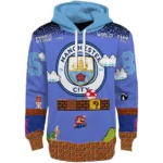 Custom Manchester City Mario Blue Black Hoodie Best Selling